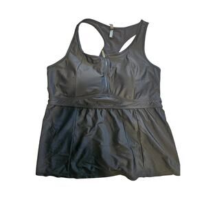 Torrid 3 swim top Black padded racer back zip Chest modest xxl xxl tankini